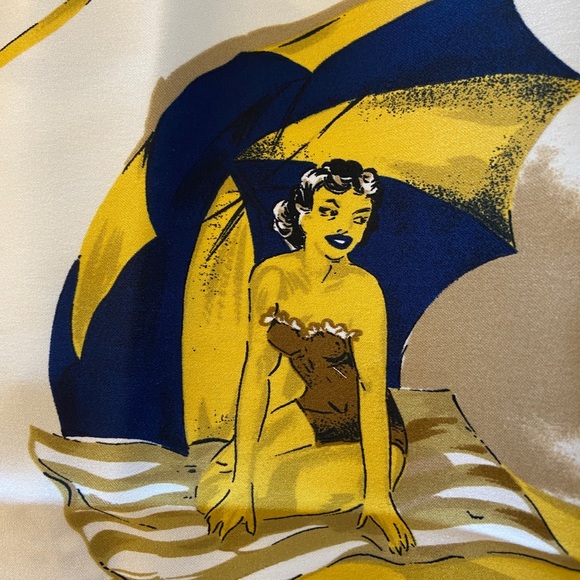 Retro Beach Scene Scarf EUC - Picture 1 of 7